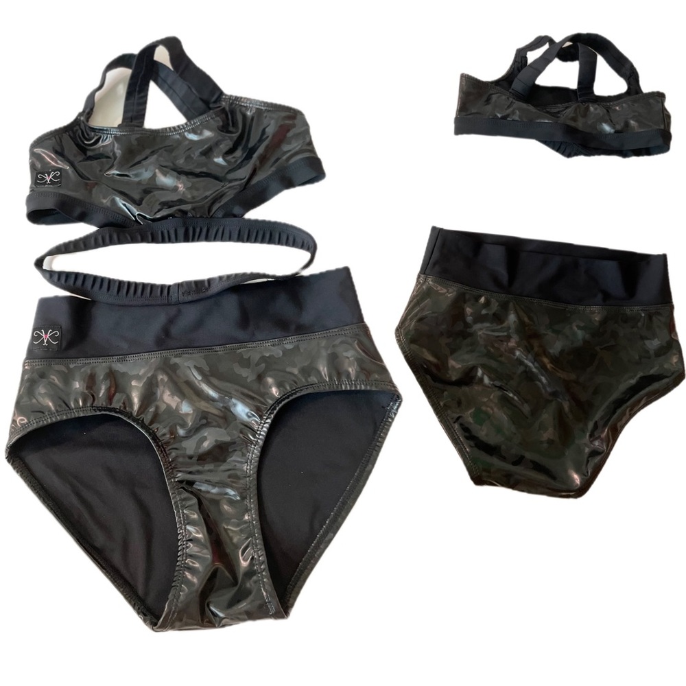 Black Camouflage Bikini with High-Cut Briefs